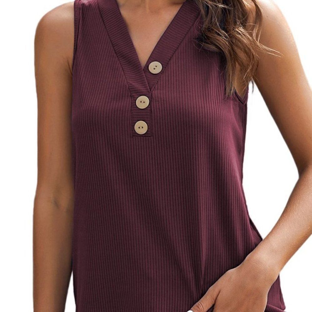 NWT Wine Just Say The Word Button Tank Top
